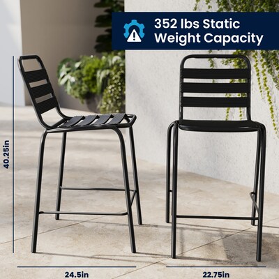Flash Furniture Lila Commercial Indoor-Outdoor Restaurant Bar Height Stool, Black (TLH015HBK)