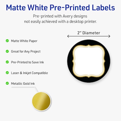 Avery Round Laser/Inkjet Multipurpose Labels, 2, White, 120/Pack (19479370885)