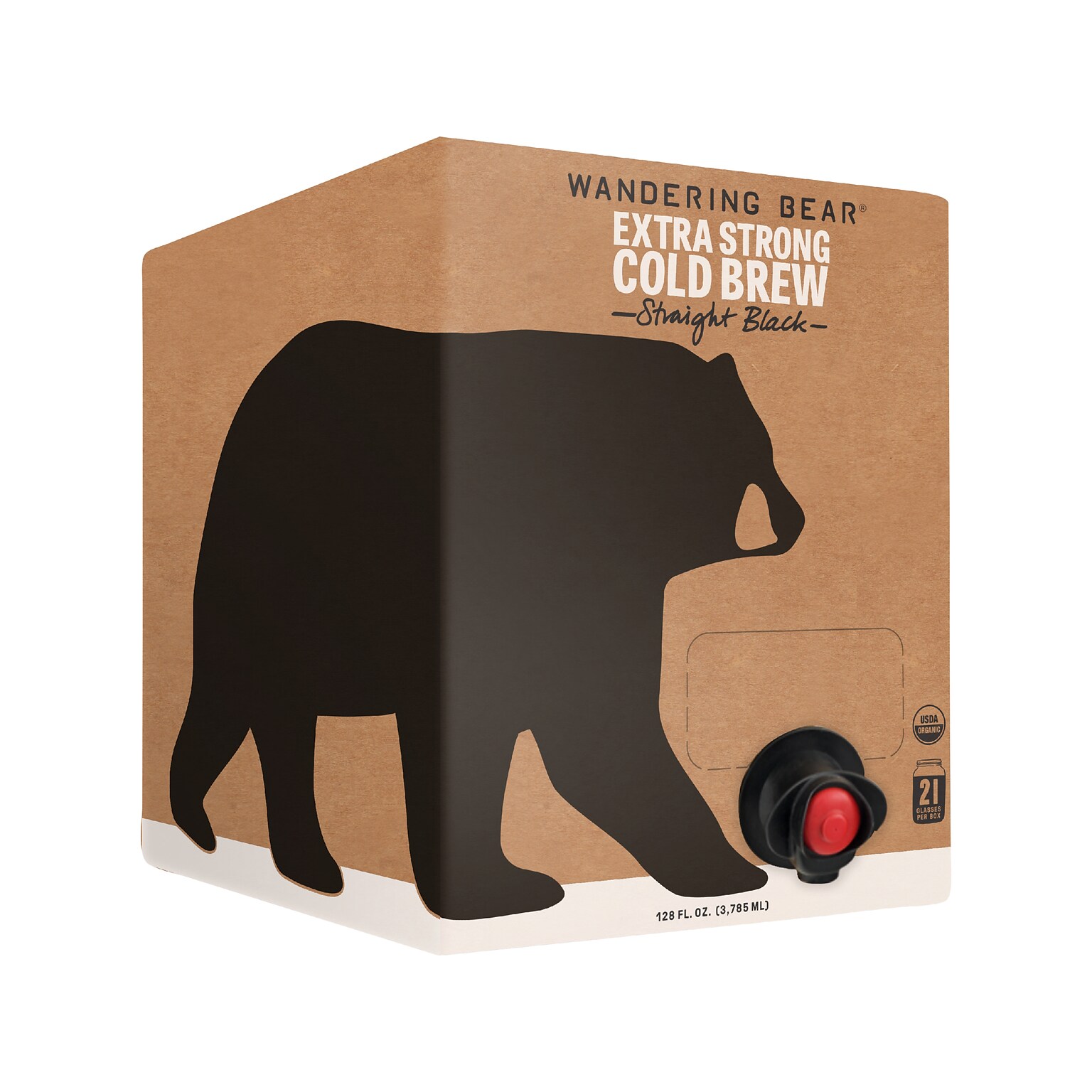 Wandering Bear Straight Black Cold Brew Coffee, 128 oz., 2/Case (WBSB128oz2pak)