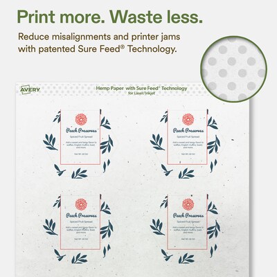 Avery Hemp Hexagon Laser/Inkjet Multipurpose Labels, 2-1/2" x 2-57/64", Off-White (480/Box)