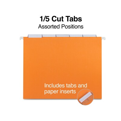 Staples® Heavy Duty Bright Colored Hanging File Folders, 1/5-Cut Tab, Letter Size, Assorted Colors, 25/Box (ST875411-CC)