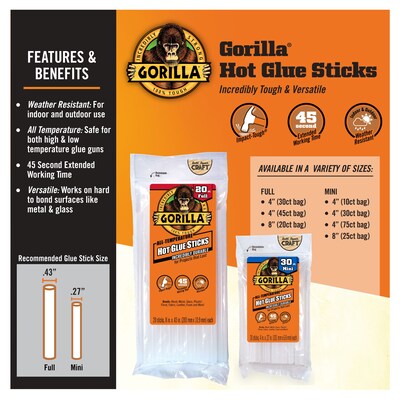 Gorilla Glue Sticks, Clear/Opaque, 30/Pack (3023003)