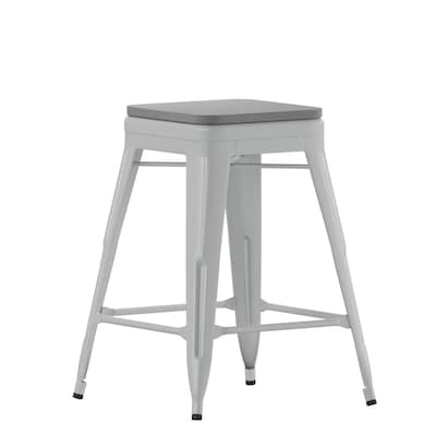 Flash Furniture Cierra Industrial Metal Counter Height Stools without Back, Silver/Gray, 4-Pieces/Pack (4ET32024SVRPL2G)