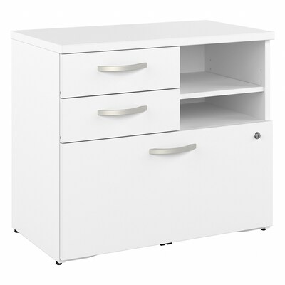 Bush Business Furniture Studio A 26 Office Storage Cabinet with 2 Shelves and Drawers, White (SDF13