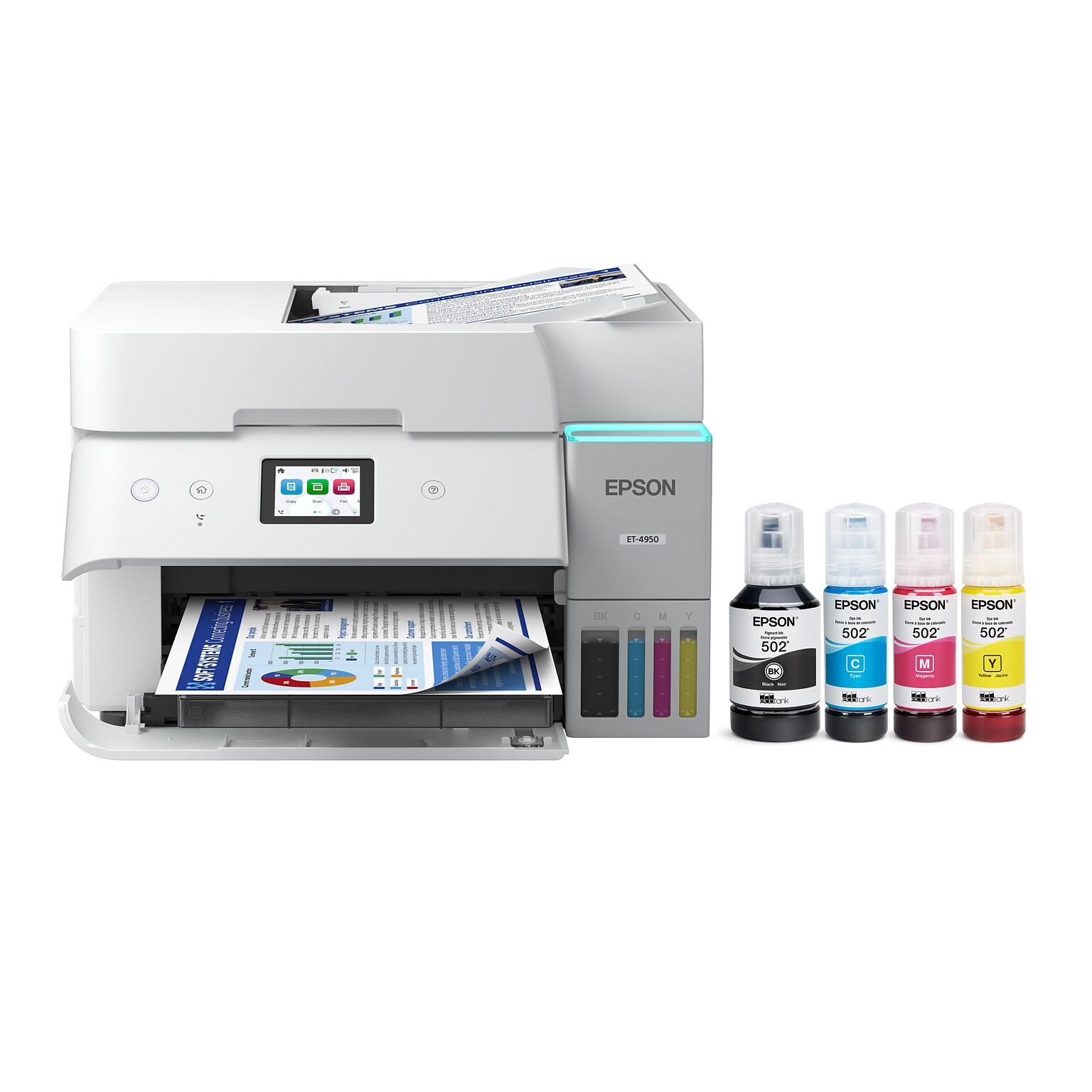 Epson EcoTank ET-4950 Wireless All-in-One Color Supertank Printer, White (C11CL40202)