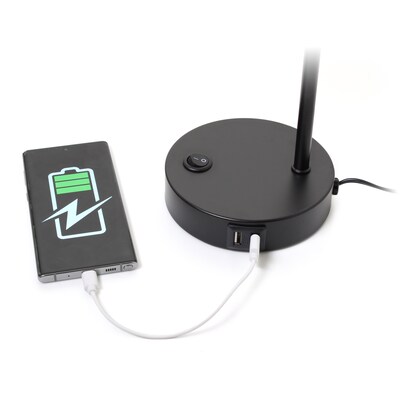 Simple Designs Sleek Essentials LED Desk Lamp, 15.2", with USB Ports, Black (LD1072-BLK)