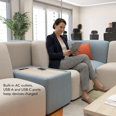 Bush Business Furniture Assemble 2 Seater Sectional with Power/USB, Mist Fabric (ASM001MSF)