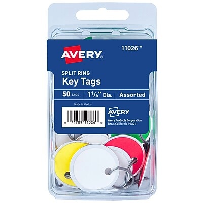 Avery Split Ring Key Tag, Assorted Colors, 50/Pack (11026)