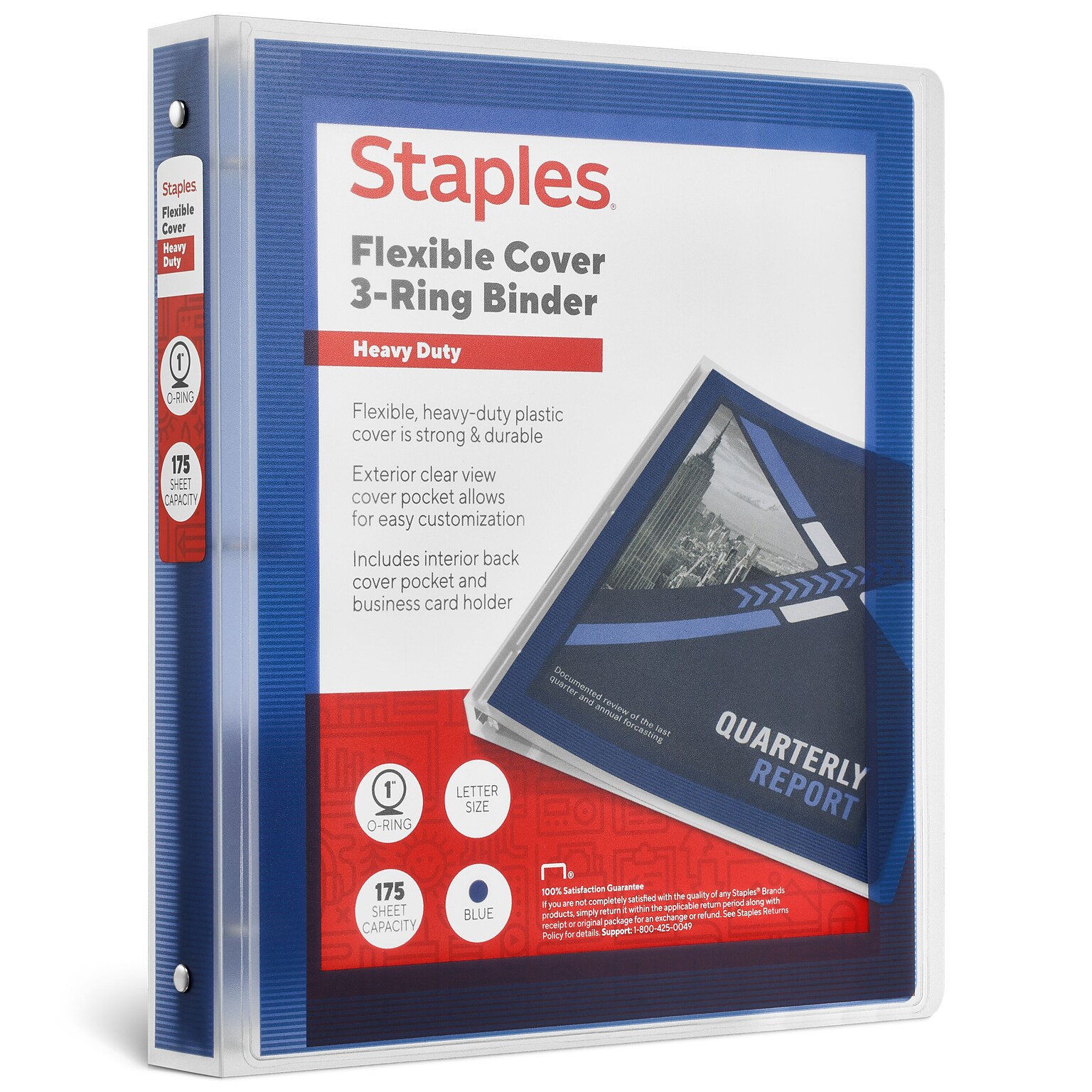 Staples Heavy Duty 1 3-Ring Flexible Poly Binders, Blue (ST62613)