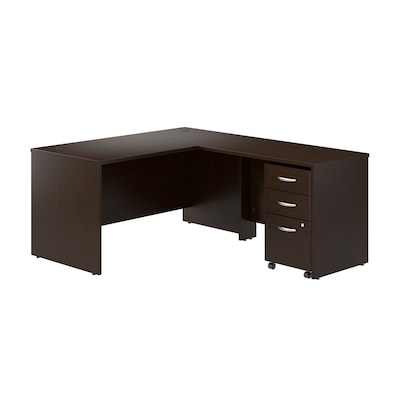 Bush Business Furniture Westfield 60W L Shaped Desk with 42W Return and Mobile File Cabinet, Mocha