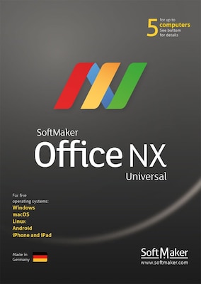 SoftMaker Office NX Universal – AI-Powered Office Suite, 1-Year Sub 5 PCs/Macs + 5 Mobile Devices, Download,BIN322800V006