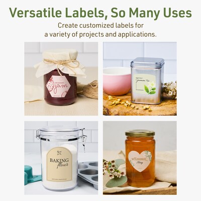 Avery Dissolvable Heart Shaped Multipurpose Labels, 2-9/32" x 1-27/32", Off-white, 60/Pack (94603)