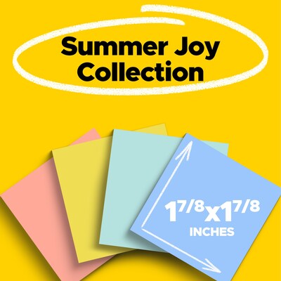Post-it Super Sticky Pop-up Notes, 2 x 2, Summer Joy Collection, 90 Sheets/Pad, 18/Pads (622-18SSJ