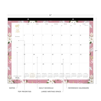 2026-2027 Blue Sky Lilliana Rose 17 x 22 Academic Monthly Wall Calendar, Assorted Colors (159112)