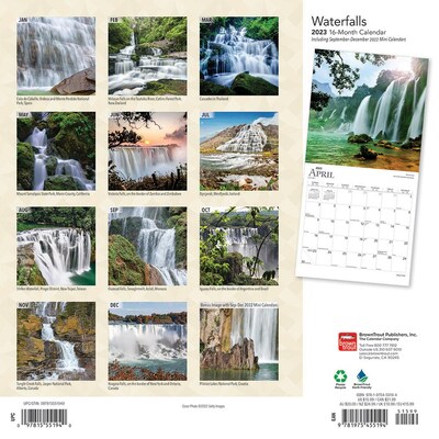 2023 BrownTrout Waterfalls 12 x 24 Monthly Wall Calendar, (9781975455194)