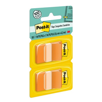 Post-it Flags, 1" Wide, Orange, 100 Flags/Pack (680-0E2)