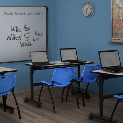 Regency Kobe 48 Flip Top Mobile Training Table- Maple & 2 M Stack Chairs- Blue