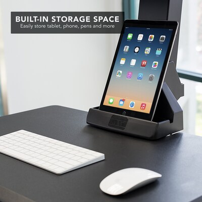 Mount-It! 28"W Electric Adjustable Standing Desk Converter with Dual Monitor Mount, Black (MI-7952)