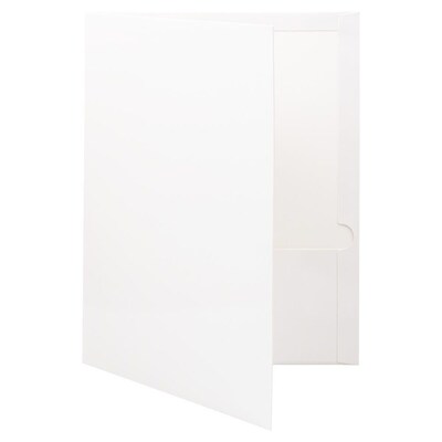 JAM Paper Glossy 2 Pocket Cardstock Presentation Folder, White, 100/Box (385GWHB)