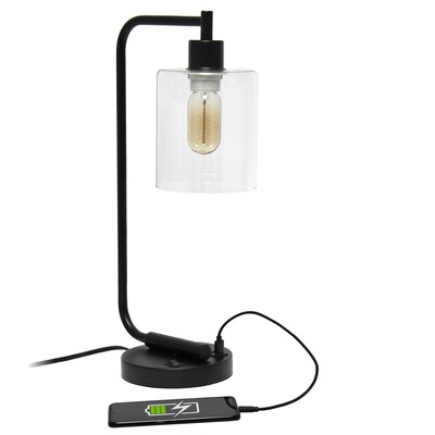 Lalia Home Studio Loft Modern Iron Desk Lamp, 18.8", with USB Port, Matte Black (LHD-2002-BK)