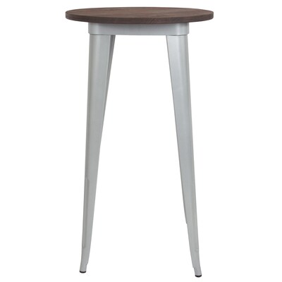 Flash Furniture Metal/Wood Restaurant Bar Table, 41.5"H, Silver (CH5108040M1SIL)