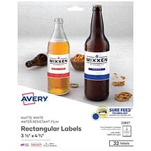 Avery Laser/Inkjet Print-to-the-Edge Labels, 3.5 x 4.75, Satin White, 4 Labels/Sheet, 8 Sheets/Pac