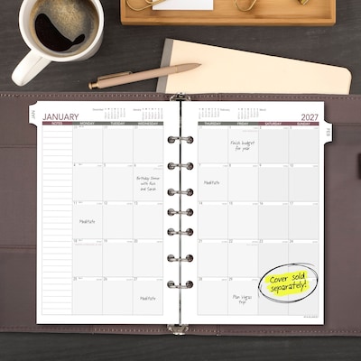 2027 AT-A-GLANCE 5.5" x 8.5" Monthly Planner Refill Pages, White/Gray (061-685Y-27)