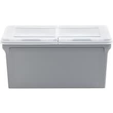 Iris Plastic File Box with Split Lid, Letter Size, Gray/Translucent White (500228)