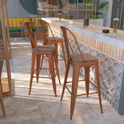 Flash Furniture Blake Contemporary Metal Vertical Back Barstool, Copper, 4-Pieces/Pack (4ET353430POCW)