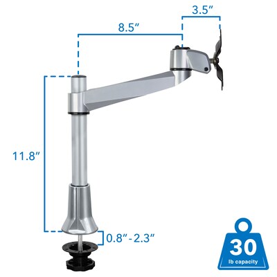 Mount-It! Modular Desk Mount Adjustable Monitor Mount, Up to 30" Monitors, Gray/Silver (MI-32111)