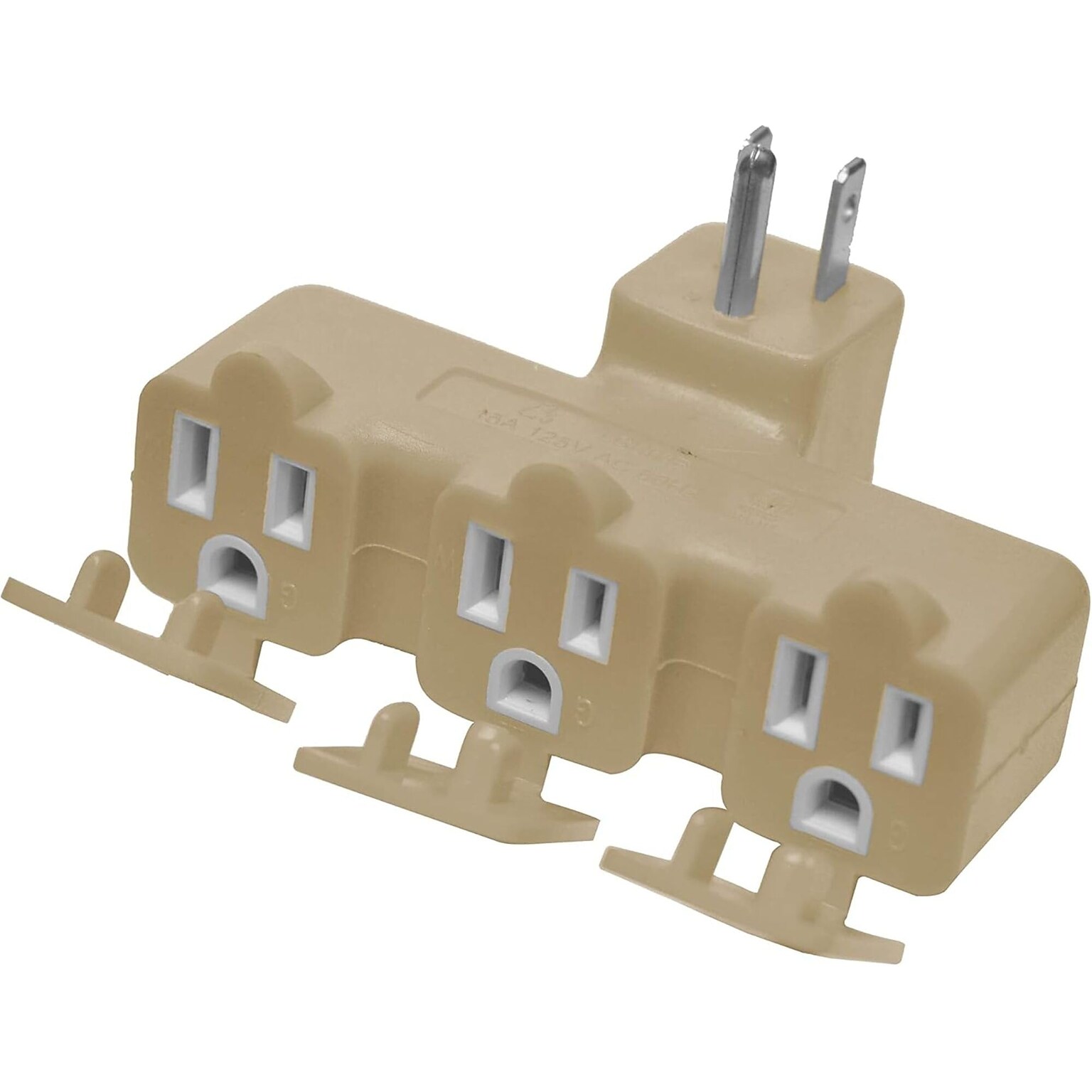 GoGreen Power 3-Outlet Tri Tap Adapter with Covers, Beige (GG-03431BE)