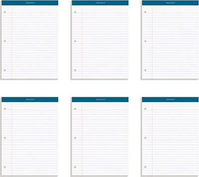 TOPS Docket Notepads, 8.25 x 11.75, Wide, White, 100 Sheets/Pad, 6 Pads/Pack (TOP 63437)