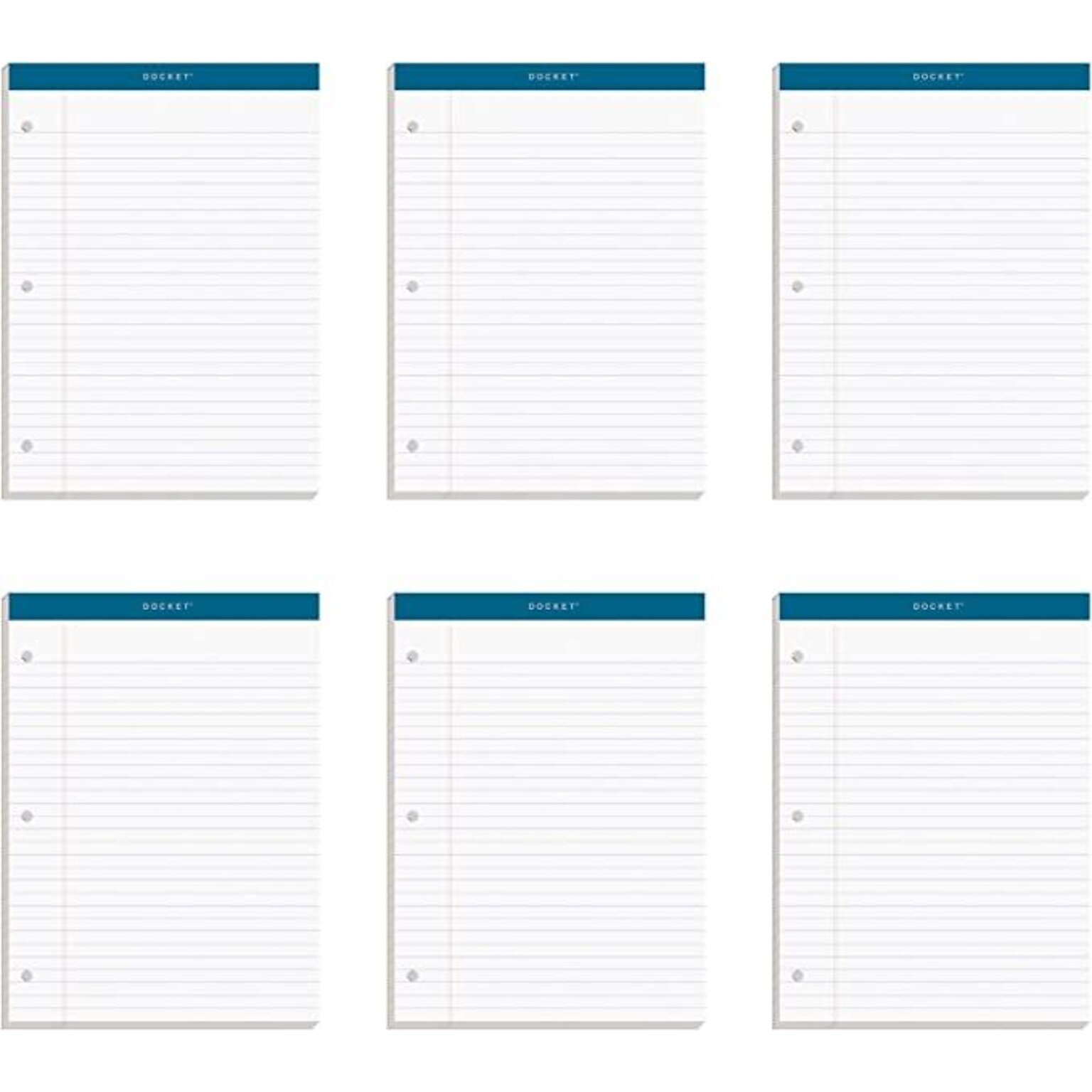 TOPS Docket Notepads, 8.25 x 11.75, Wide, White, 100 Sheets/Pad, 6 Pads/Pack (TOP 63437)