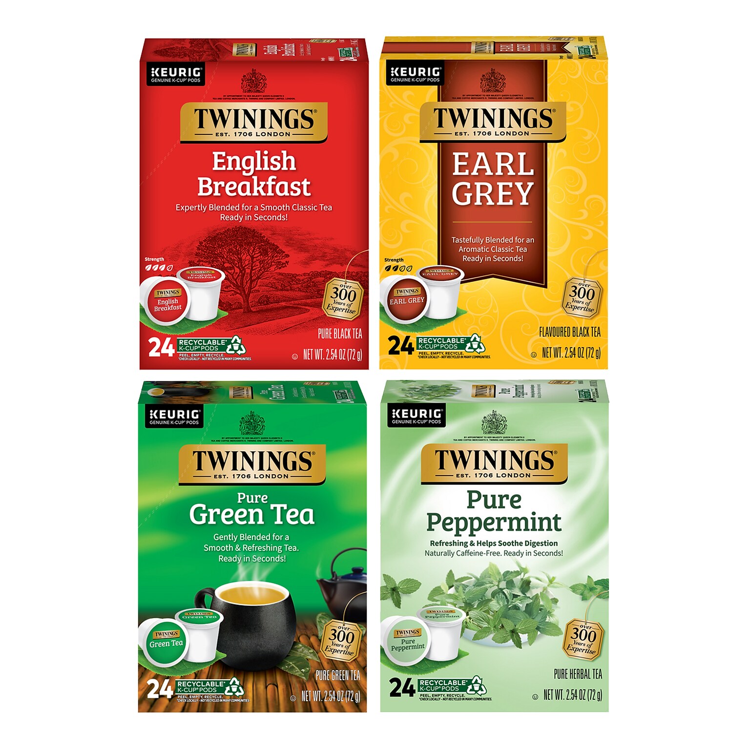 Twinings Variety Pack Assorted Teas, Keurig® K-Cup® Pods, 96/Carton (TNA54192)