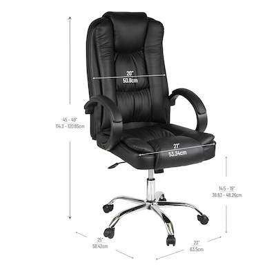 Mind Reader Ergonomic PU Leather Swivel Computer and Desk Chair, Black (OFFCHAIR24-BLK)