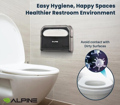 Alpine Industries Toilet Seat Cover Dispenser, Half-Fold, Black, 2/Pack (453-PKG)