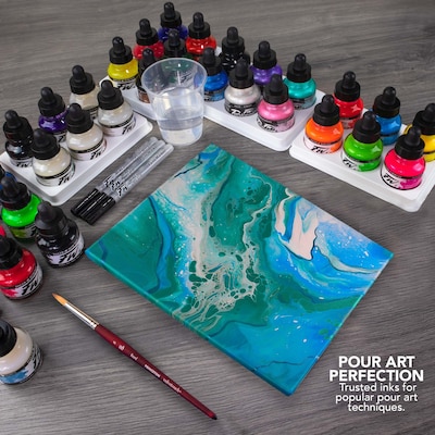 Daler-Rowney FW Acrylic Ink, Assorted Colors, 29.5ml, 4/Set (DRW160100300)