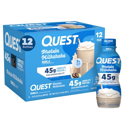 Quest Vanilla Protein Milkshake, 14 oz., 12 Bottles/Carton (QRTDHPVN12M1)