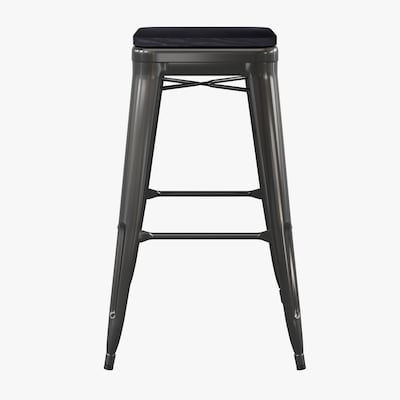 Flash Furniture Cierra Industrial Metal Indoor Bar Height Stools without Back, Black, 4-Pieces/Pack (4ET32030BKRPL2B)