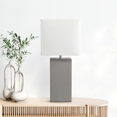 Elegant Designs Leather 21" LED Table Lamp, Gray (LT1025-GRY)