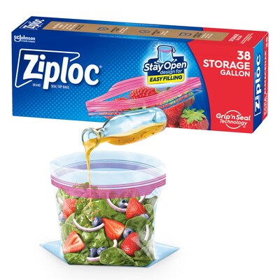 Ziploc Seal Top Storage Bags, Gallon, 38/Box (314470)