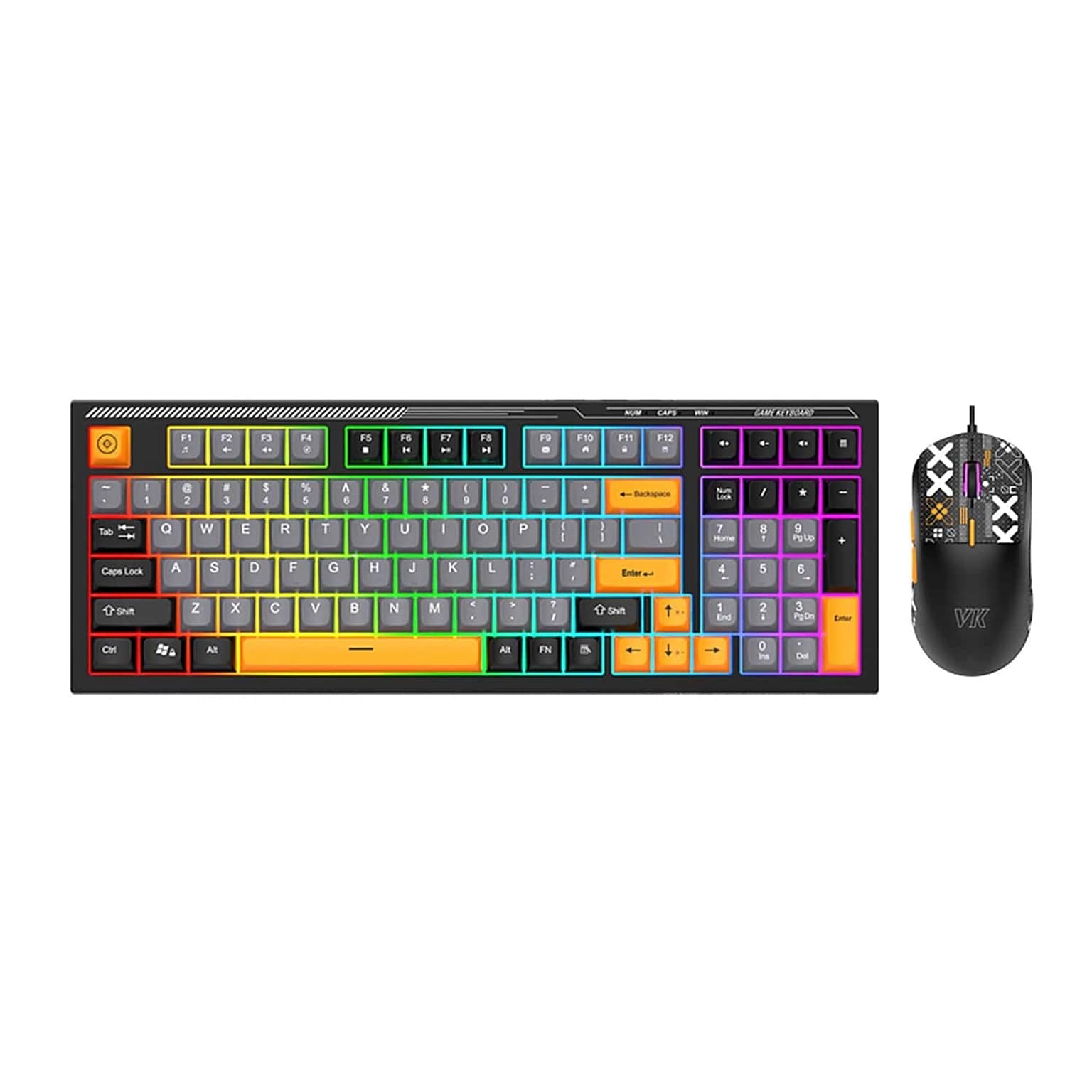 SaharaCase Wired Gaming Keyboard & Mouse Combo, Black/Orange (KB29)