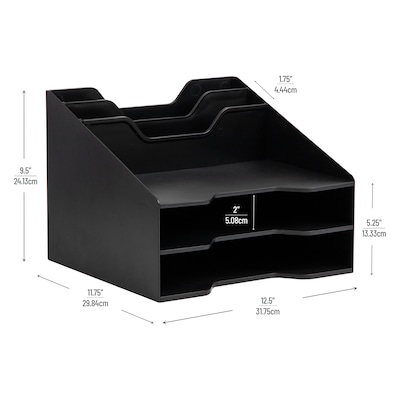 Mind Reader 5-Compartment Plastic Desk Tray, Black (ANCHBOX5-BLK)