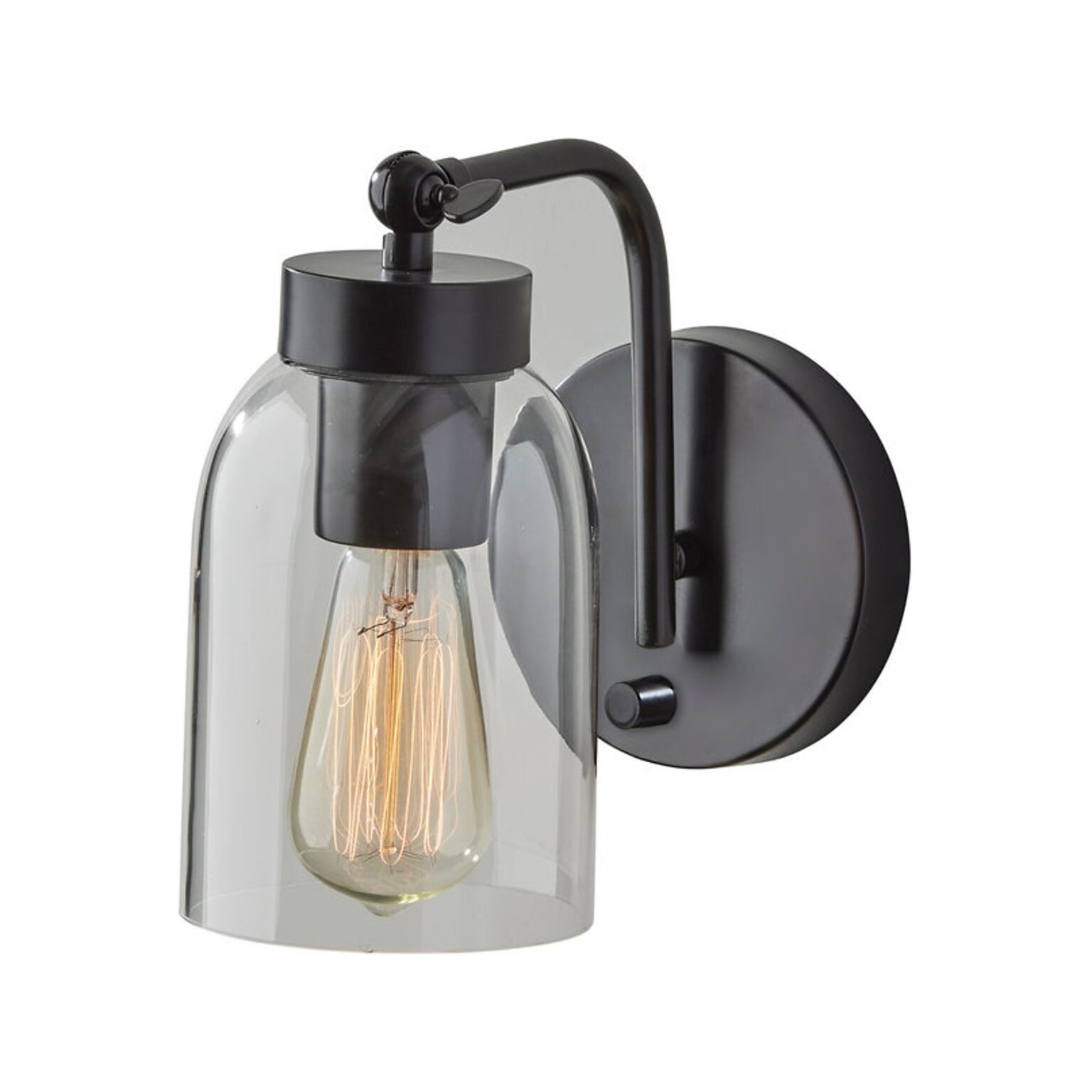 Adesso Bristol 1-Light Incandescent Bulb Armed Sconce, Black (4286-01)