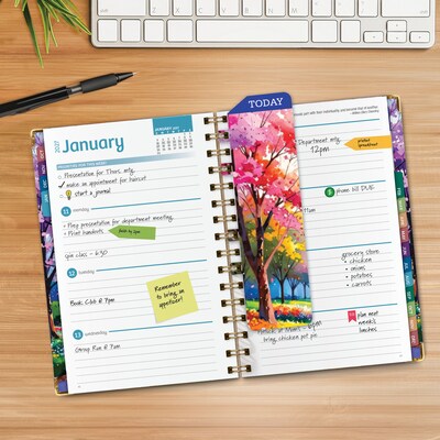 2027 Excello Brands 6 x 8 Weekly & Monthly Standard Planner, Paperboard Cover, Watercolor Tree (FSHN-CY27-58-43)