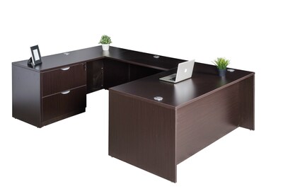 Boss Office Products 71 U-Shaped Desk with Lateral File, Mocha (GROUPA8-MOC)