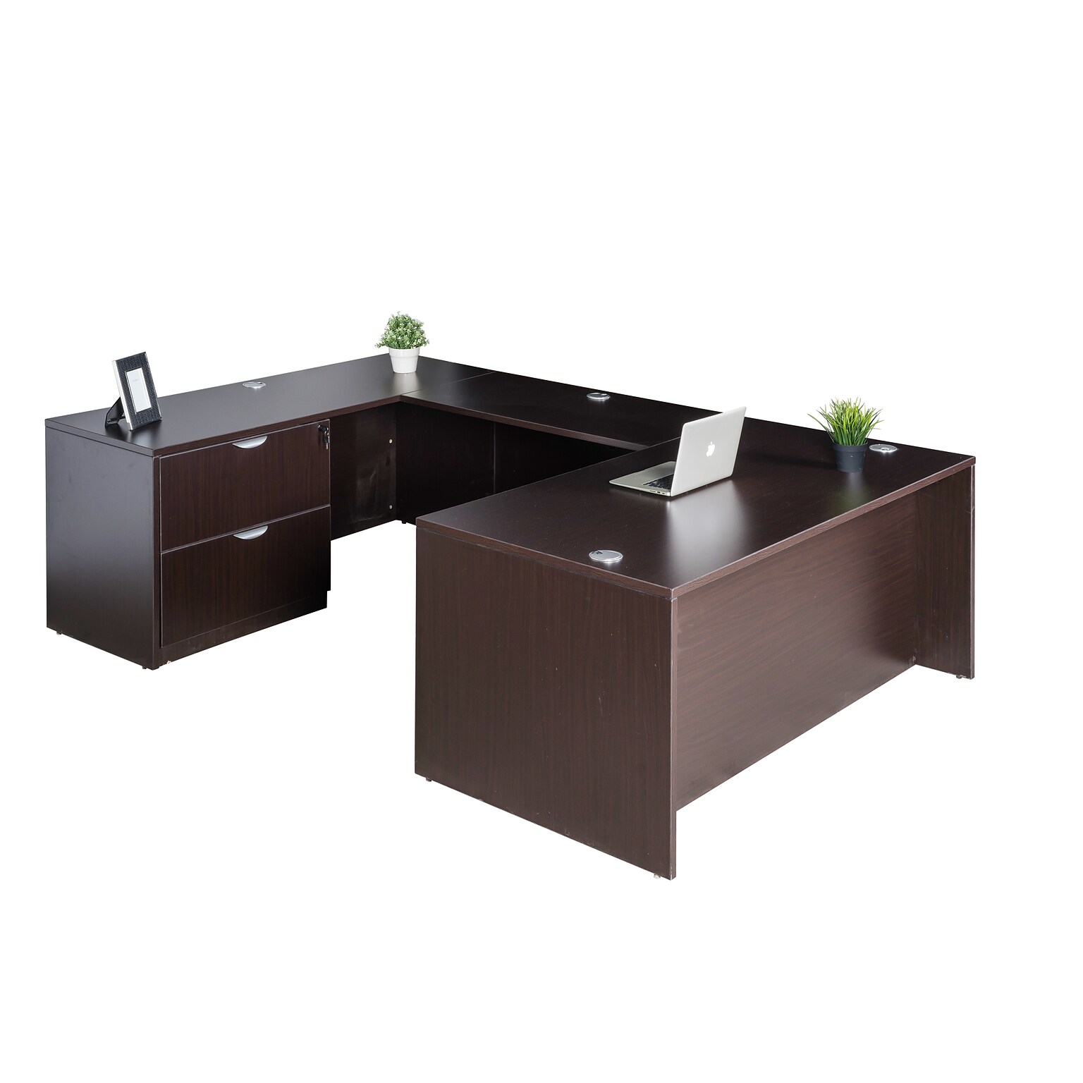 Boss Office Products 71 U-Shaped Desk with Lateral File, Mocha (GROUPA8-MOC)