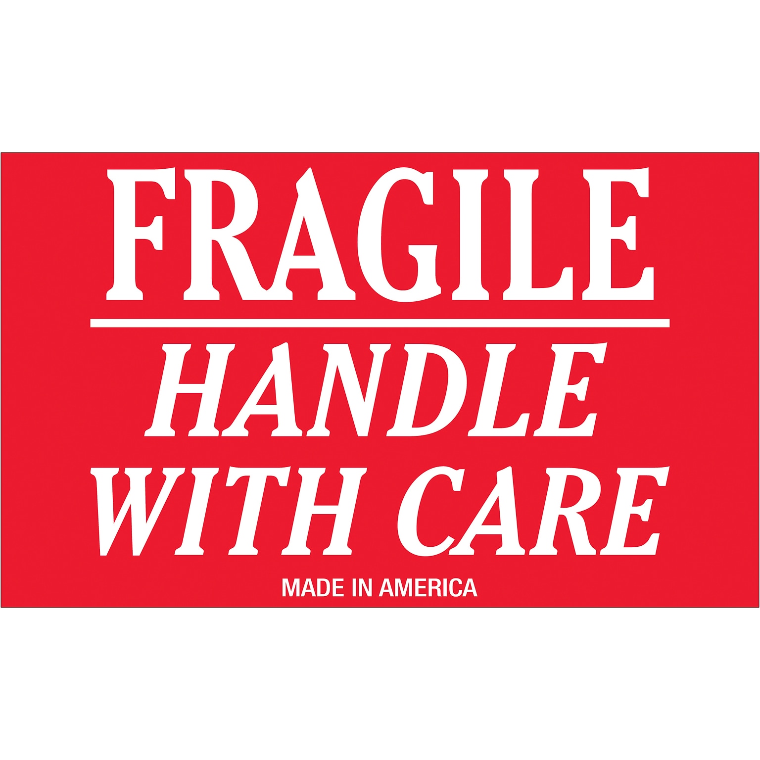 Tape Logic Labels, Fragile - Handle With Care, 3 x 4, Red/White, 500/Roll (SCL502R)