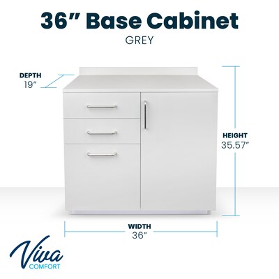 Viva Comfort 36.32H x 36W Exam Room Medical Cabinet, 3-Drawers, Gray (ADI902-B-36-N-GRY)