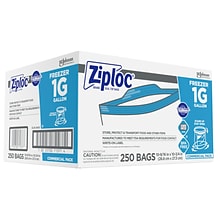 Ziploc Double Zipper Freezer Storage Bags, Gallon, 250 Bags/Carton (682258)